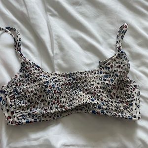 Target red white and blue cheetah print swim top